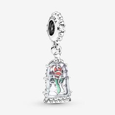 Pandora Disney Beauty And The Beast Enchanted Rose Dangle Charm | Sterling Silver | 790024C01 Buzz Astral, Lilo I Stitch, Charms Disney, Pandora Charms Disney, Disney Belle, Disney Charms, Charms Pandora, Enchanted Rose, Pandora Disney