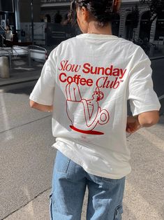 Slow Sunday Coffee Club T-Shirt – AnotherCottonLab Oversize Tshirt Outfits, Slow Sunday, Sunday Coffee, Coffee Club, Shirt Design Inspiration, Club T Shirt, The Cult, Tshirt Outfits, T Shirt Oversized