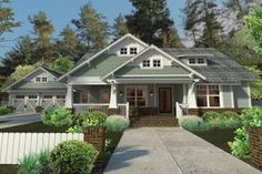 this is an artist's rendering of a house in the country style with lots of landscaping