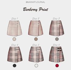 four different plaid skirts are shown in three different styles and sizes, including one for the waist