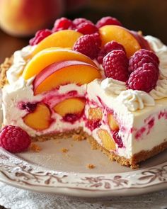 a piece of cheesecake with fruit on top