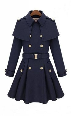 Polo Coat, Coats Women, Wool Trench Coat, Long Wool Coat, Long Trench Coat, Collared Coat, Cape Coat, Blue Coats, Long Sleeves Coats