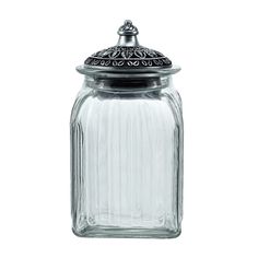 a glass jar with a metal lid