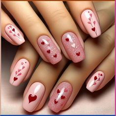 Elevate your nail game with these adorable heart nail art designs that are perfect for date night, holidays, Valentines Day, anniversary!… Love Nails Design, Nail Art Hearts, Red And Pink Nails, Valentines Day Nail Art, Glitter Overlay, Pink Nail Art Designs, Middle Fingers, Sunflower Nails, Ootd Instagram