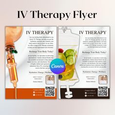 a brochure for iv therapy with an image of a glass of cucumber