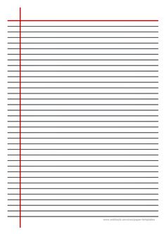 lined paper with red lines in the middle and bottom, as well as one line