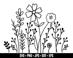 some flowers and plants with the words svg png - jpp - dxf