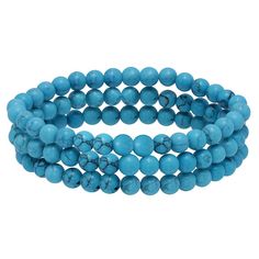 Add a stylish new element to your daily look with this Aleure Precioso beaded 3-row stretch bracelet. Add a stylish new element to your daily look with this Aleure Precioso beaded 3-row stretch bracelet. Bead size: 6 mm Metal: sterling silver Length: 7.5 in. Packaging: pouch Finish: polished Size: 7.5". Color: Blue. Gender: female. Age Group: adult. Packaging Pouch, Bracelet Metal, Bracelet Bead, Blue Gender, Daily Look, Stretch Bracelet, Stretch Bracelets, Round Beads, Turquoise Bracelet