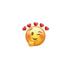 an emoticive smiley face with hearts on it's head and eyes closed