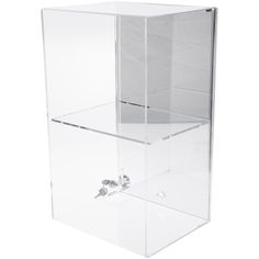 a clear plastic box with two doors