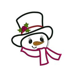 a snowman wearing a hat and scarf with holly leaves on it's head