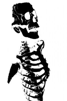 a black and white drawing of a skeleton