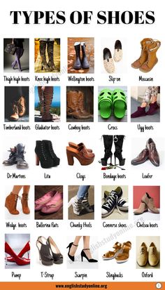 Dress Names Style Types Of Casual, Types Of Sandals Name, Types Of Dresses Names, Boots Names, Types Of Heels With Names, Types Of Boots, Types Of Footwear, Fashion Terminology, Gladiator Boots