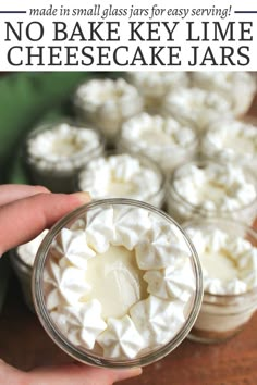 no bake key lime cheesecake jars with text overlay that says no bake key lime cheesecake jars