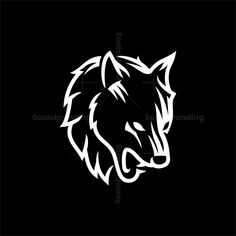 a wolf's head on a black background with white lines in the shape of an animal