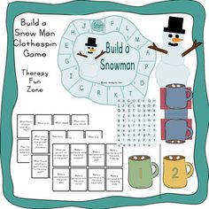 the build a snowman game is shown with two mugs and numbers on it