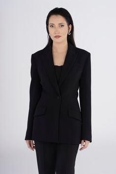 Elevate your style with our Women's Black One Button Fitted Blazer, offering elegance and sophistication. This formal suit is perfect for various occasions, including graduation, weddings, and stylish office wear. Embrace chic elegance with this versatile black suit that effortlessly combines style and comfort. The one-button blazer adds a touch of sophistication to your wardrobe, making it an ideal choice for any elegant event. Upgrade your fashion with this must-have black blazer that complements your individual style. Stylish Office Wear, Formal Suit, Stylish Office, Black Suit, Formal Suits, Fitted Blazer, Womens Blazers, Black Suits, Affordable Luxury