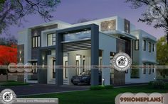 this is a 3d rendering of a modern style house in the evening hours and nights