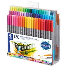 12 assorted crayon markers in a display box with each one different color