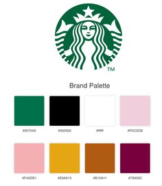 the starbucks brand logo is shown in different colors