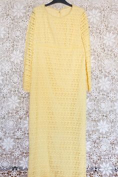 Size 10-12 Yellow Colour, Yellow Lace, Lace Maxi Dress, Sheer Dress