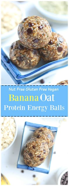 banana oat protein energy balls stacked on top of each other