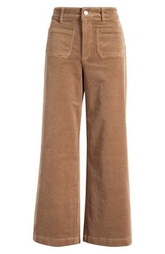 Fall for the high-waisted wide-leg silhouette of these soft cord pants fitted with patch pockets. 27" inseam; 22 1/2" leg opening; 11 1/2" front rise Zip fly with button closure Front patch pockets 68% cotton, 30% modal, 2% spandex Machine wash, line dry Imported Wide Leg Corduroy Pants, Cord Pants, Burnt Sugar, Cords Pants, Corduroy Pants, Workout Pants, Patch Pocket, Wide Leg, Nordstrom