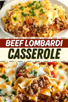 this beef lombardi casserole is loaded with ground beef and cheese