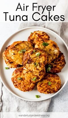 air fryer tuna cakes on a white plate