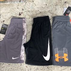 Boys Nike & Under Armour Shorts Set Of 3 Size M Brand New With Tags Nike Multi-pack Boxer Briefs For Training, Under Armour Shorts With Built-in Liner For Gym, Under Armour Clothes For Big Boys, Under Armour Bottoms With Built-in Shorts, Under Armour Athletic Shorts With Built-in Liner, Boys Nike, Kids Nike, Kids Bottoms, Short Sets