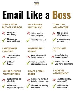 a poster with the words email like a boss and other things to do on it