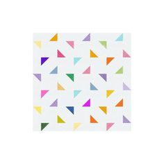 a white background with colorful triangles on it