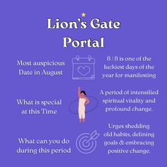 the lion's gate portal is shown with instructions on how to get started and where to go