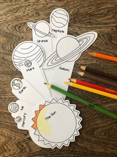 the solar system is shown with pencils and crayons