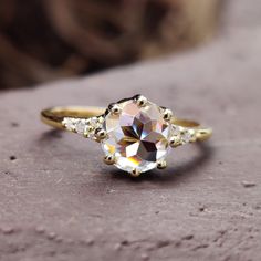 moissanite engagement ring - diamondrensu Luxury Rose Cut Diamond Wedding Ring, Rose Cut Diamond Engagement Ring, 80s Shoot, Rose Cut Engagement Ring, Rose Cut Engagement Rings, Rose Cut Ring, Diamond City, Round Solitaire Engagement Ring, Pearl Rings