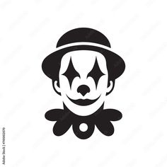 a black and white image of a clown face