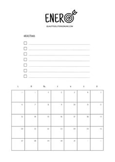 a printable calendar with the word enero on it