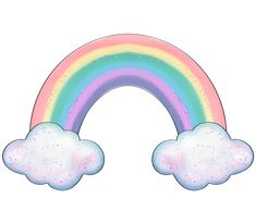 a rainbow and some clouds on a white background