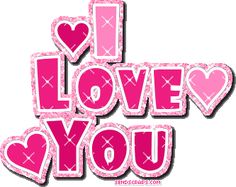 the words i love you are written in pink and white letters on a pink background