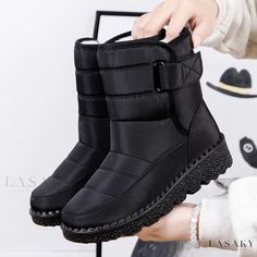 Lasaky - Warm Snow Boots with Magic Tape and Waterproof Features - for Casual and Outdoor Activities Snow Boots Women Waterproof, Fabric Boots, Short Ankle Boots, Platform Heels Boots, Womens Waterproof Boots, Warm Snow Boots, Casual Ankle Boots, Boots For Short Women, Short Women