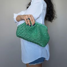 "📌 GREEN Wedding Bag, Green Evening Clutch, Green Pouch Bag 💡SMALL:    9\" x 6\" x 4.7\" (7\" Handle Frame) 💡MEDIUM: 10.2\" x 6.7\" x 5.1\" (7.8\" Handle Frame) 💡LARGE:    11.8\" x 6.7\" x 5.1\" (8.6\" Handle Frame) 📌Model is holding Medium size bag. 💡SMALL:    23 cm x 15 cm x 12 cm (18 cm Handle Frame) 💡MEDIUM: 26 cm x 17 cm x 13 cm (20 cm Handle Frame) 💡LARGE:    30 cm x 17 cm x 13 cm (22 cm Handle Frame) 💡 Shoulder Strap: Optional (Please write to me if you want a chain strap) 💡 For Green Shoulder Bag For Summer Parties, Green Summer Party Shoulder Bag, Green Summer Party Bags, Green Clutch Shoulder Bag For Party, Green Clutch Bag For Party, Green Rectangular Clutch For Everyday Use, Green Rectangular Shoulder Bag For Evening, Green Clutch For Party, Elegant Green Pouch For Everyday Use