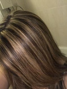 Brown Hair Skunk Highlights, Dark Brown Skunk Hair, Dark Chunky Highlights, Semi Chunky Highlights, Skunk Highlights Brown Hair, Chunky Brunette Highlights, Dark Brown Hair With Thick Blonde Highlights, Light Brown And Dark Brown Hair