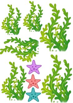 seaweed and starfish clip art