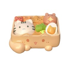 an animal shaped lunch box filled with food