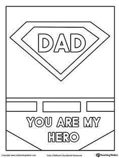 father's day card with the words dad you are my hero in black and white