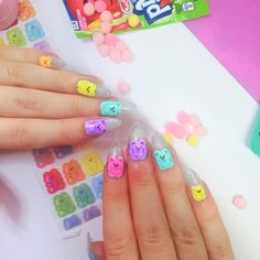 Gummy Bear Press On Nails Clear fake nails Hand Painted Etsy Gummy Bear Nails, Clear Fake Nails, Bear Nails, Nails Clear, Nails Hand Painted, Bears Nails, Nails Ombre, Nails For Kids, Dark Nails