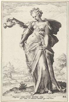 an old drawing of a woman holding a bird