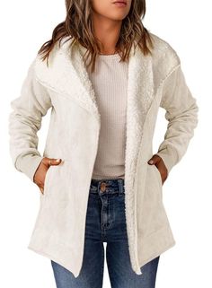 Thermal Jacket, Sherpa Lined Jacket, Chique Outfits, Trim Jacket, Open Front Jacket, Estilo Chic, Long Sleeves Coats, Sherpa Jacket, Fall Jackets