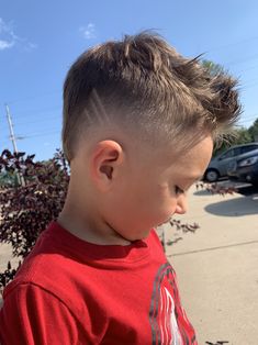 Kids Fohawk Haircut Short, Mohawk Toddler Boy, Toddler Boy Haircut With Design, Little Boy Mowhawk Haircuts, Little Boy Mullet Haircut Toddler, Fohawk Haircut Fade Mullet, Burst Fade Mohawk Boys