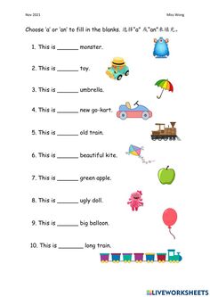 an english worksheet with pictures and words